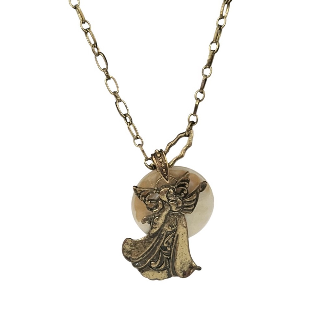Jim Shore Angel w/Open Arm Pendant Necklace 2" pendant 30" chain Pre Owned